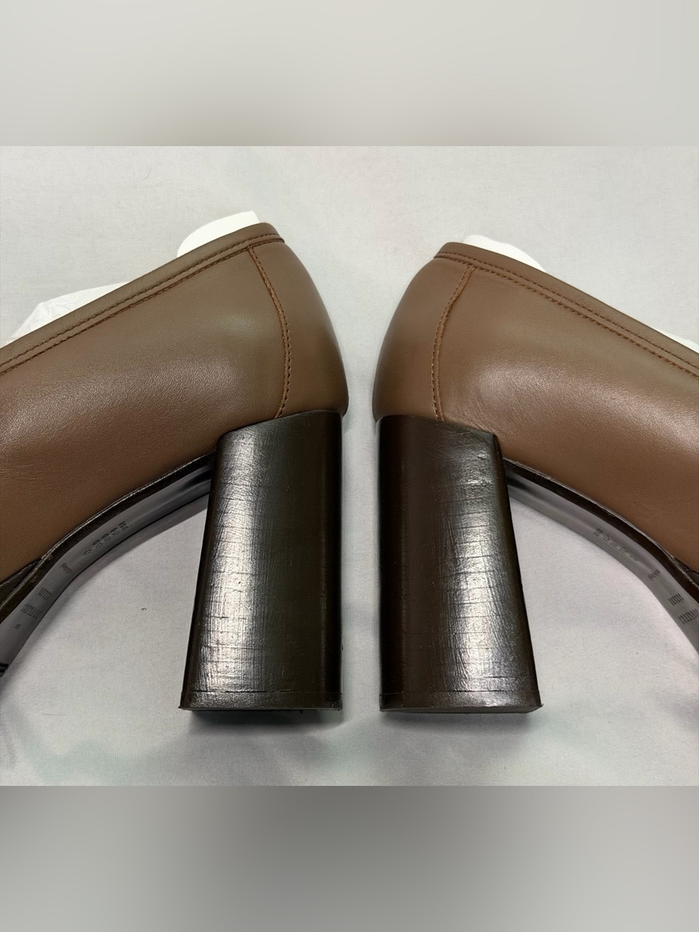 Sezane Jessie Loafers Platform Block Heel Brown Cream Leather Size 11 / 42 - Picture 7 of 14